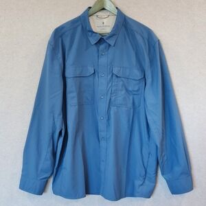 Royal Robbins Mens Long Sleeve Shirt XXL Bug Barrier Global Expedition Teal Blue